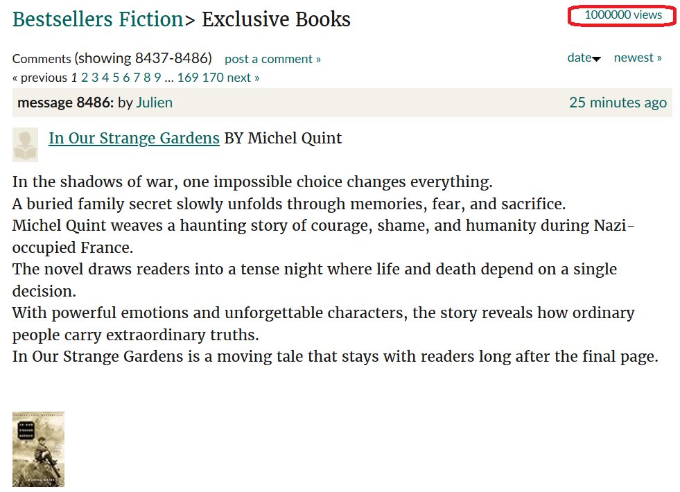 Bestsellers Fiction › Exclusive Books Goodreads discussion proof